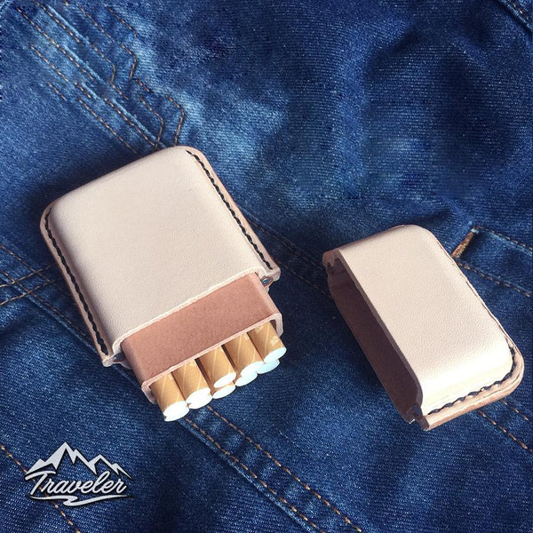 Leather Mens Cigarette Holder Case Vintage Custom Cigarette Cases for Men