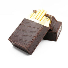 Cool Handmade Leather Mens Coffee Cigarette Holder Case for Men Alligator Pattern