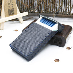 Handmade Leather Dark Blue Womens Cigarette Holder Case for Women