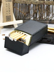 Cool Handmade Leather Cigarette Holder Mens Black Cigarette Holder Case for Men