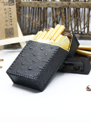 Cool Leather Cigarette Holder Handmade Leather Mens Black Cigarette Holder Case for Men