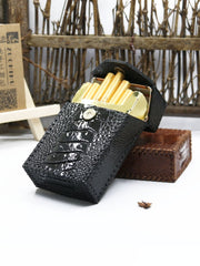 Cool Handmade Leather Mens Black Floral Cigarette Holder Case for Men