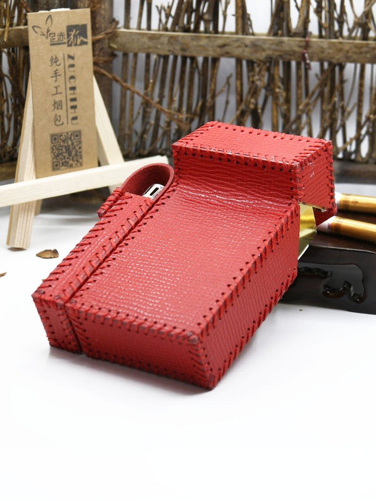 red cigarette holder box-red 3.5 x 6 approxOther features Genuine Leather Cigarette Case Holder