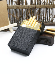 Handmade Cool Shark Leather Mens Cigarette Holder Case Black Cigarette Holder for Men