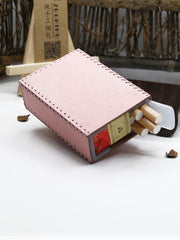 Handmade Leather Womens Pink Cute Cigarette Holder Case for Women