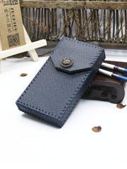 Handmade Leather Cigarette Holder Dark Blue Leather Womens Cigarette Holder Case for Women