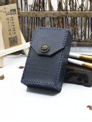 Cool Cigarette Holder Handmade Leather Mens Dark Blue Cigarette Holder Cases for Men