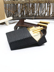 Handmade Cool Shark Leather Mens Cigarette Holder Case Black Cigarette Holder for Men