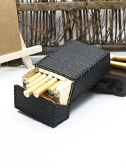 Handmade Cool Shark Leather Mens Cigarette Holder Case Black Cigarette Holder for Men