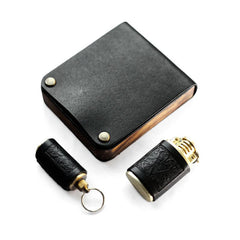 Cool Wooden Black Leather Mens Cigarette Case Handmade Custom Cigarette Holder for Men