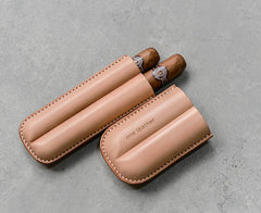 Cool Brown Leather Mens 2pcs Cigar Case Cool Custom Leather Cigar Case for Men