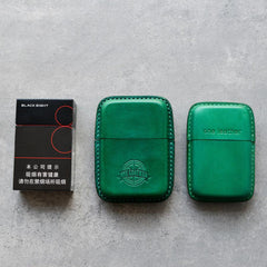 Handmade Black Leather Mens 11pcs Cigarette Holder Case Cool Custom Cigarette Case for Men