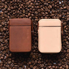Cool Beige Leather Mens 20pcs Cigarette Holder Case Cool Custom Cigarette Case for Men