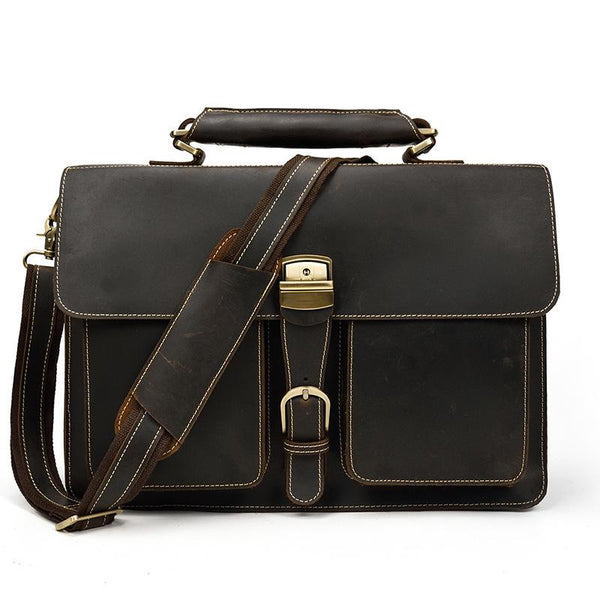 Leather Mens Briefcase Business Briefcase Vintage Shoulder Bags Handbags for men