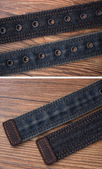 Vintage Black Mens Denim Slim Belts Denim Blue Belts Vintage Belts For Men