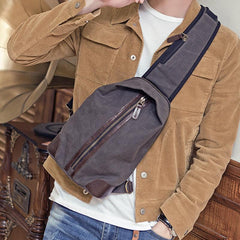 Black Canvas Sling Backpack Men's Sling Bag Chest Bag Canvas One shoulder Backpack For Men