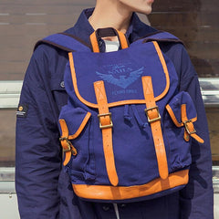 Navy Blue Canvas Mens Large 15'' Laptop Backpack College Backpack Travel Backpack for Men