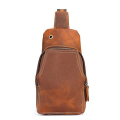 Genuine Leather Cool Chest Bag Sling Bag Crossbody Bag Travel Bag Hiking Bag For Mens