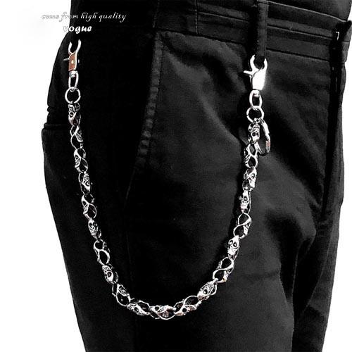 PUNK SKULL BIKER SILVER WALLET CHAIN LONG PANTS CHAIN SILVER SKULL Jeans Chain Jean Chain FOR MEN