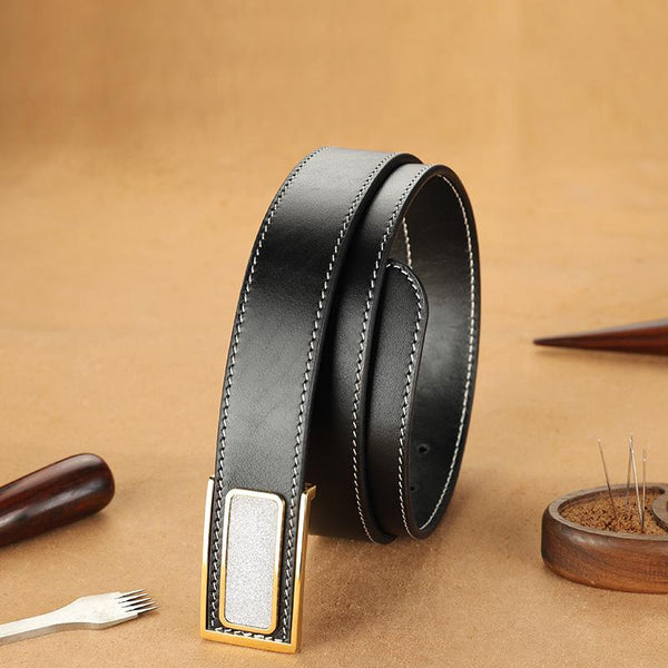 Handmade Mens Black Leather Leather Belts PERSONALIZED Leather Buckle Belt for Men