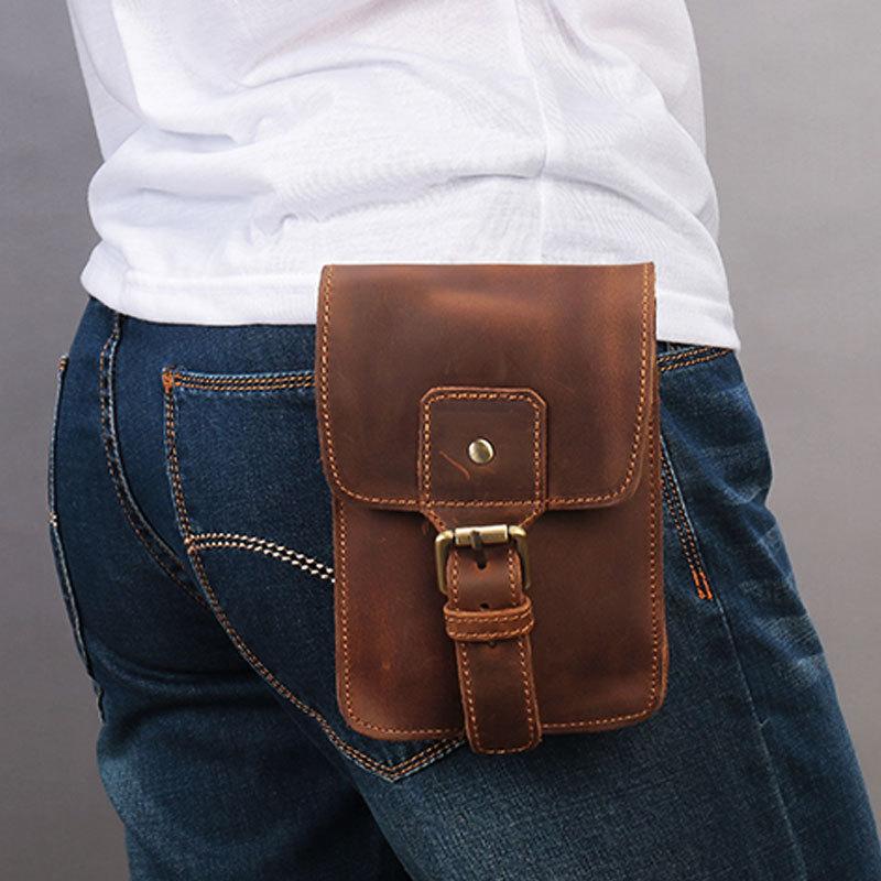 Brown Leather Mini bum bag