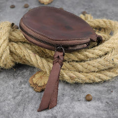 Mens Brown Leather Coin Purse Coin Pouch Change Case Mini Leather Pouch For Men and Women