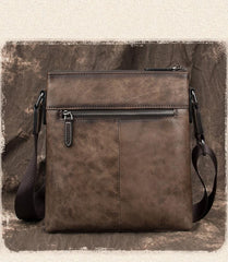 Brown  LEATHER MEN'S Small Side bag Square MESSENGER BAG Tan Square Courier Bag FOR MEN