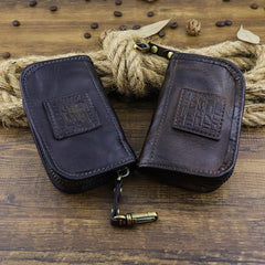 Brown Leather Men's Key Wallet Car Key Case Black Leather Key Holder For Men