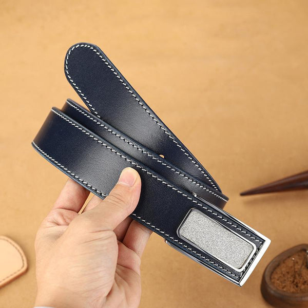 Handmade Mens Dark Blue Leather Leather Belts PERSONALIZED Leather Buckle Belt for Men