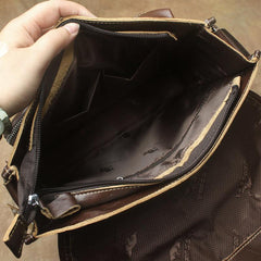 Oil Waxed Brown Leather Men's Small Messenger Bag Coffee Small Side Bag For Men