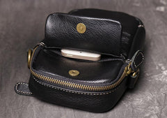 Mens Brown Leather Mini Messenger Bag Black Men's Phone Side Bag Mini Phone Bag Courier Bag For Men