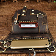 Cool Leather Brown Men's Biker Drop Leg Bag Belt Pouch Black Waist Bag Side Bag For Men