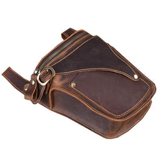 Cool Brown Leather Men's Belt Bag Waist Bag Motorcycle Bag Belt Pouch For Men