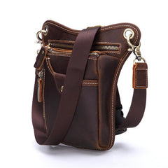 Vintage Brown Leather Men's Belt Pouch Drop Leg Bags Small Side Bag For Men