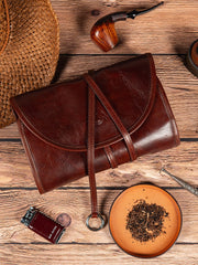 Genuine Leather Tobacco Pipe Pouch, Pipe Rollup Bag, The Pipe Smoker's Full Set, Handmade Pipe Tobacco Case