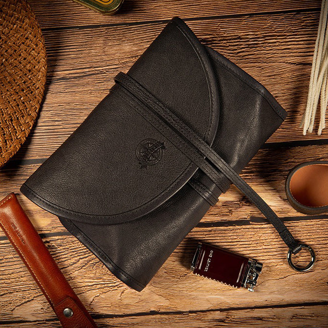 Genuine Leather Tobacco Pipe Pouch, Pipe Rollup Bag, The Pipe Smoker's Full Set, Handmade Pipe Tobacco Case