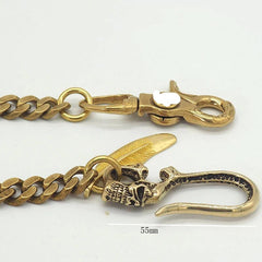 Badass Skull Gold Brass 19'' Pants Chain Wallet Chain Trucker Wallet Chain for Men