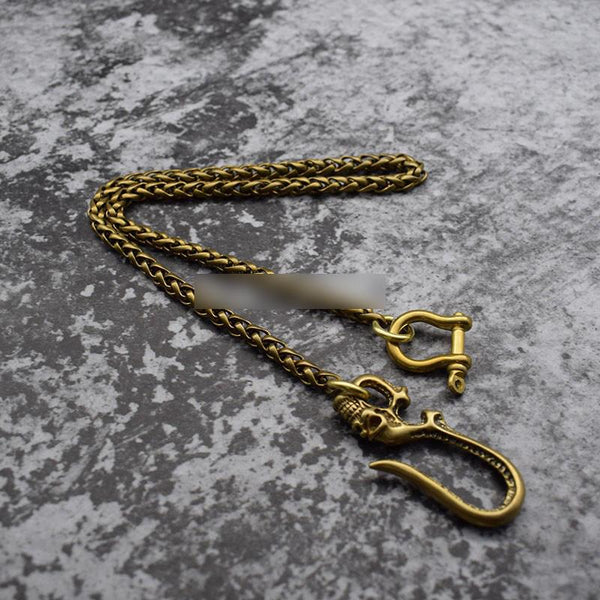 Cool Gold Brass Mens 19'' Skull Wallet Chain Biker Trucker Wallet Chain Pants Chain for Men