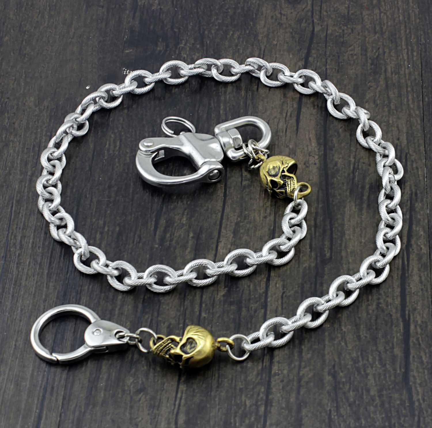 Badass Skull Stainless Steel Mens Punk Motorcycle Pants Chain Wallet Chains Long Wallet Chain For Men