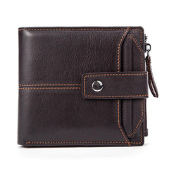 RFID Brown Leather Men's Small Wallet billfold Wallet Cool Bifold Wallet For Men
