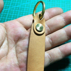 Beige Handmade Leather Brass Keyring Moto KeyChain Leather Keyring Moto Cross Key Holders Key Chain Key Ring for Men
