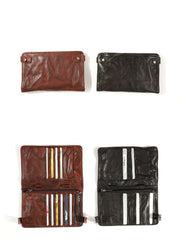 Retro Black Sheepskin Leather Men's Long Wallet Clutch Wallet Brown Phone Wallet Zipper Clutch Wallet For Men