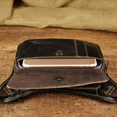 Brown Leather Fanny Pack Men's Black Chest Bag Hip Bag Vintage Waist Bag For Men