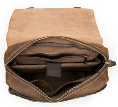 Vintage Brown Leather Men's 14inch Laptop Backpack College Backpack For Men
