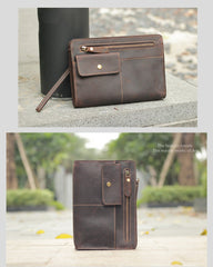 Cool Business Leather Mens Small Messenger Bag Wristlet Bag Side Bag Purse Clutch For Men