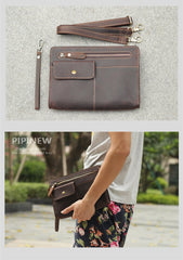 Cool Business Leather Mens Small Messenger Bag Wristlet Bag Side Bag Purse Clutch For Men