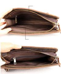 Cool Business Leather Mens Small Messenger Bag Wristlet Bag Side Bag Purse Clutch For Men
