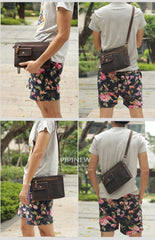 Cool Business Leather Mens Small Messenger Bag Wristlet Bag Side Bag Purse Clutch For Men
