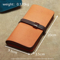 Vintage Leather Men's Bifold Long Wallet Black Brown Blue Long Wallet For Men