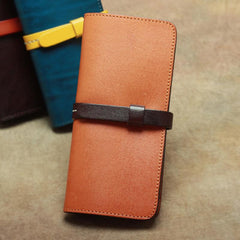 Vintage Leather Men's Bifold Long Wallet Black Brown Blue Long Wallet For Men